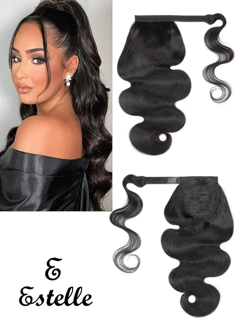 إستيل وصلات ذيل الحصان، وصلات ذيل الحصان بشعر طبيعي 100%، قطعة شعر حقيقية مع معجون سحري ومشط للنساء - Image 1