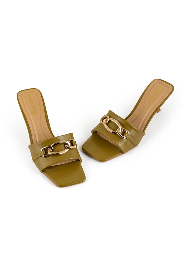 Vincci Women Single Strap Mid Heel Sandals