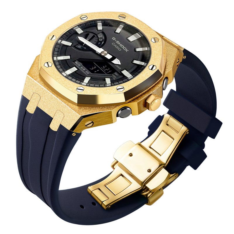 Generic Frosted Gold GA2100 Case Casio G-Shock Oak AP Mod Starry Band BezelFrost gold shell blue tape Frost gold shell blue tape 