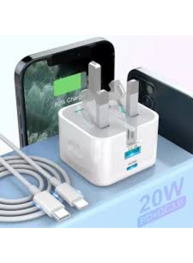 For iPhone 14 13 12 11 Pro XR XS Fast Charging 20W USB-C PD Plug Charger & Cable - Image 1