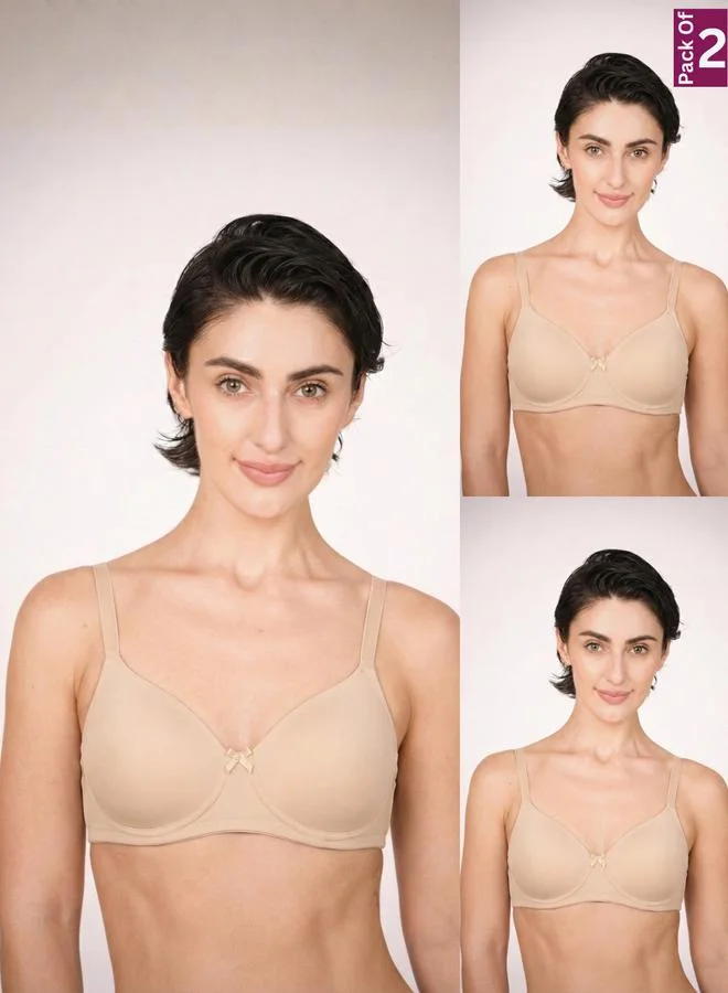 مونس آند مارس Pack of 2 - Lightly Padded Lycra T-Shirt Bra
