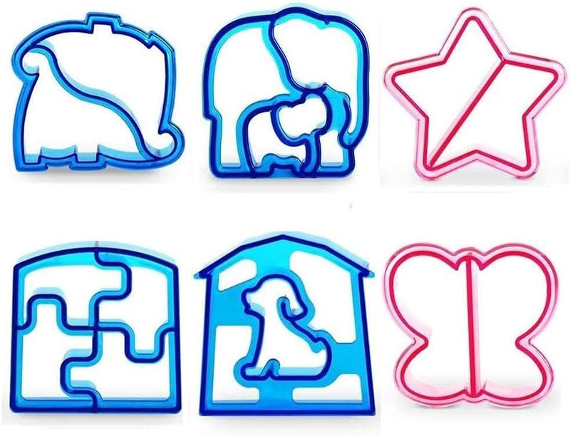 Aputue Bread Mould, 6 Piece Sandwich Bread Slicer and Toast Maker Kit with Creative Animal Designs, Stainless Steel Sandwich Cutter for Children, Perfect DIY Cake Mould for School Lunch Preparation - Image 1