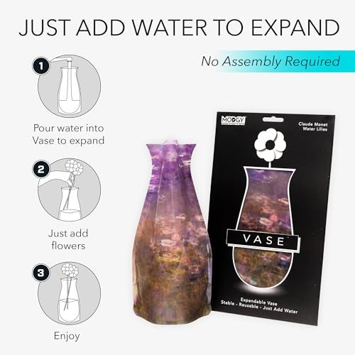MODGY Expandable Flower Vase Plastic Decorative Modern Vases for Flowers Centerpieces Dining Table Decor Living Room Bathroom Wedding Office, Water Lilies - Image 4