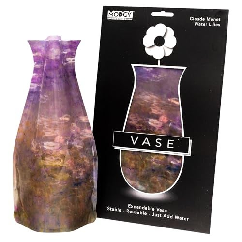 MODGY Expandable Flower Vase Plastic Decorative Modern Vases for Flowers Centerpieces Dining Table Decor Living Room Bathroom Wedding Office, Water Lilies - Image 1