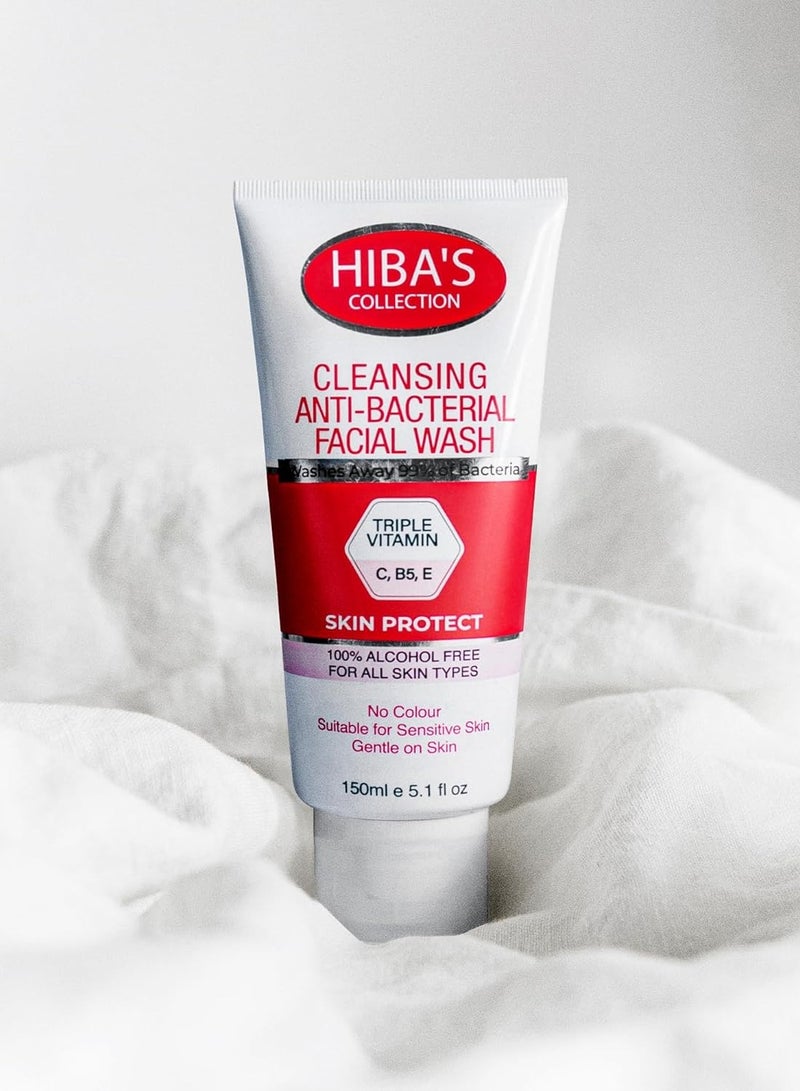 HIBA'S COLLECTION HIBA'S COLLECTION Cleansing Anti-Bacterial Facial Wash Triple Vitamin C, B5, E Washes Away 99% of Bacteria Skin Protect 100% Alcohol Free For All Skin Types 150ml 5.1 fl oz  - Image 5