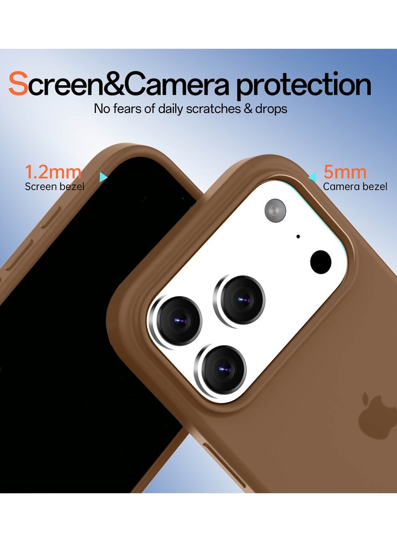 دبليو تيك غلاف هاتف أبل آيفون 17 برو ماكس 5G 2025 من السيليكون السائل بجودة فاخرة (MCRPSN) - بني غامق - Image 4