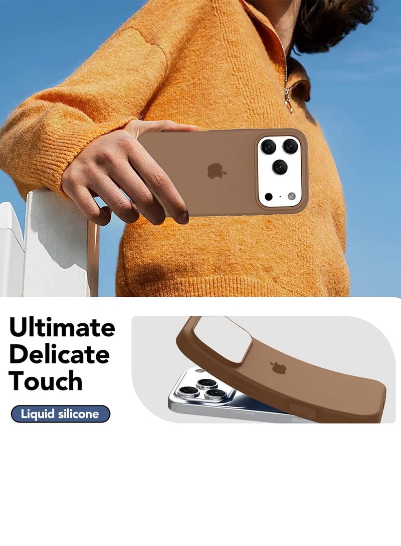 دبليو تيك غلاف هاتف أبل آيفون 17 برو ماكس 5G 2025 من السيليكون السائل بجودة فاخرة (MCRPSN) - بني غامق - Image 2