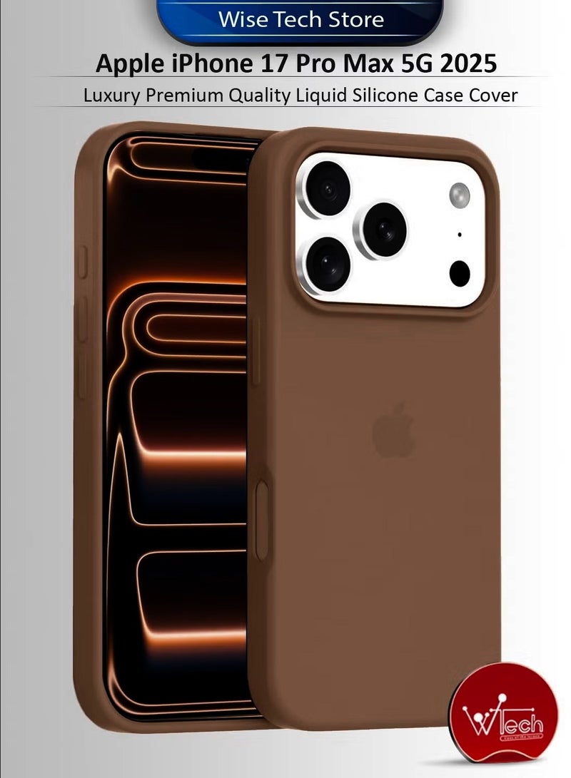 Wtech Apple iPhone 17 Pro Max 5G 2025 Luxury Premium Quality Liquid Silicone Case Cover (MCRPSN) - Dark Brown
