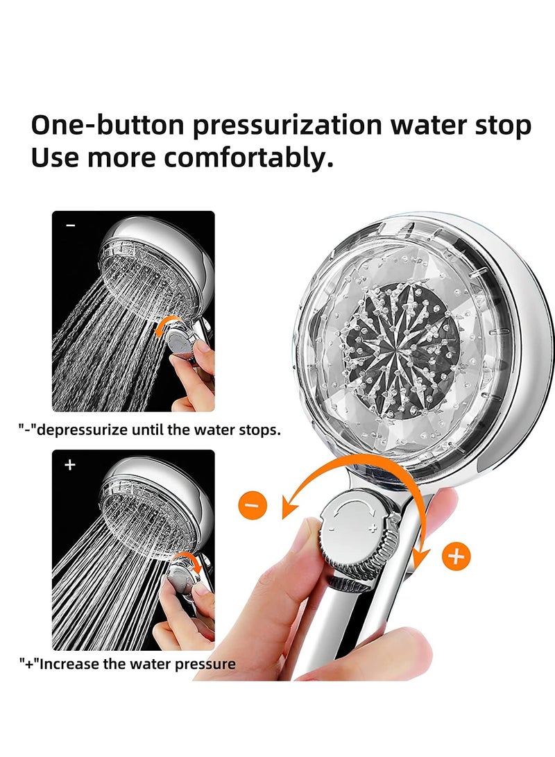 High Pressure Handheld Shower Head with LED intelligent temperature control, Universal supercharged shower, independent on-off switch, 1.5m Silver Shower Tube and Holder - Image 5