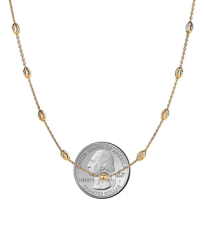 Savlano 18K Gold Plated Over 925 Sterling Silver Station Oval Moon Bead Necklace Chain For Women. Silver, Gold, Rose Gold - Made in Italy Comes With a Gift Box (Y, 20) - Image 3