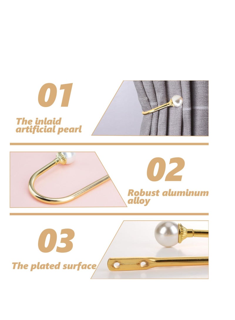 Y&D 2pcs Curtain Holdback, Heavy Duty U Shaped Tie Hooks, Wall Mounted Metal Curtains Backs with Fixing Screws, Easy to Intall Gold Hold Back, Luxurious Home Living Room Decorations - Image 5