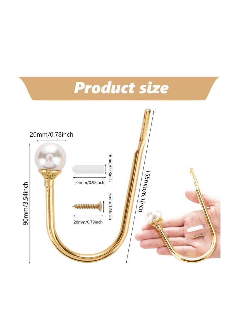 Y&D 2pcs Curtain Holdback, Heavy Duty U Shaped Tie Hooks, Wall Mounted Metal Curtains Backs with Fixing Screws, Easy to Intall Gold Hold Back, Luxurious Home Living Room Decorations - Image 2