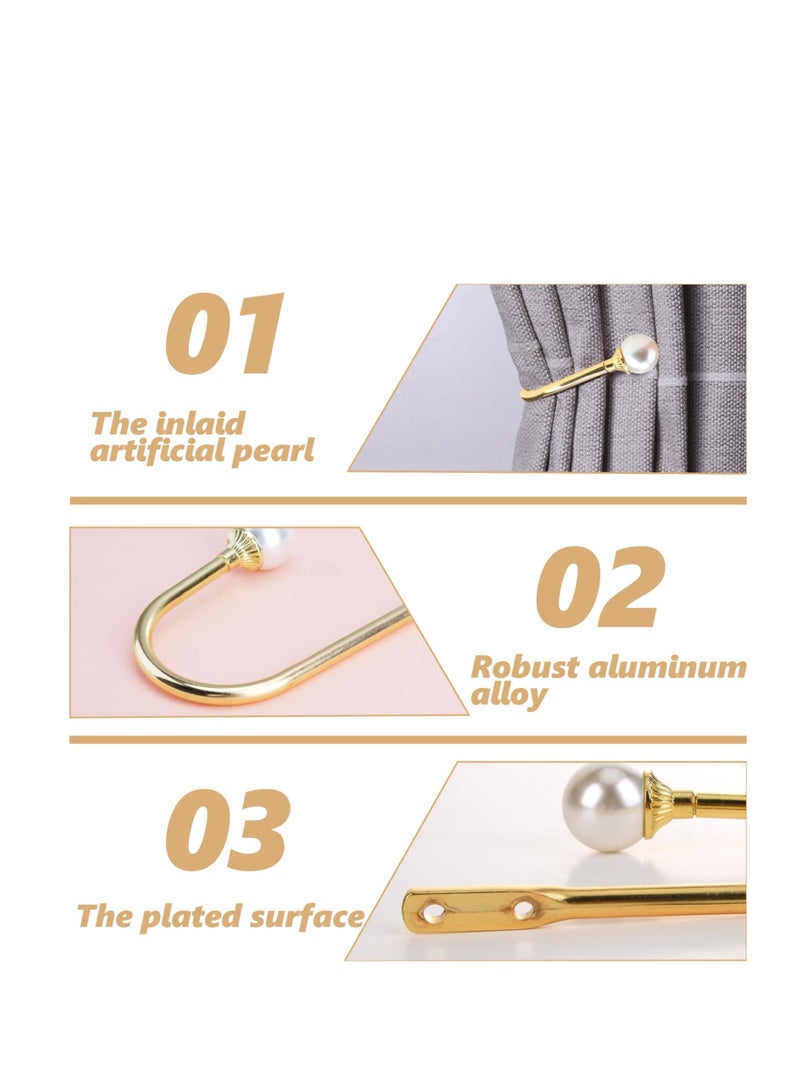 Y&D 2pcs Curtain Holdback, Heavy Duty U Shaped Tie Hooks, Wall Mounted Metal Curtains Backs with Fixing Screws, Easy to Intall Gold Hold Back, Luxurious Home Living Room Decorations - Image 4