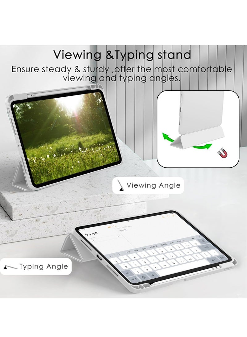 MIGOFAST IPad Pro 13 Inch Case M4 2024 Model  7th Generation  with Pencil Holder  Smart iPad Case [Support Pencil Pro and Pencil  USB-C Support Touch ID and Auto Wake/Sleep Light Gray - Image 4