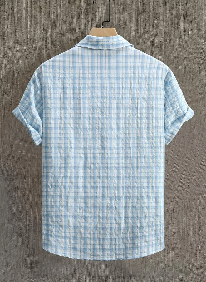 تايك تو Men Plus Size Checkered Short Sleeve Shirt