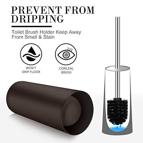Wsedor Toilet Brush and Holder, 2 Pack Toilet Brush with 304 Stainless Steel Long Handle, Toilet Bowl Brush for Bathroom Toilet-Ergonomic, Elegant,Durable (Bronze) - Image 5