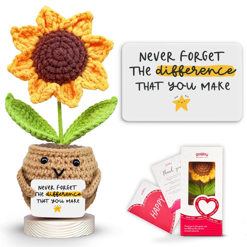 Gossby Inspirational Gift Positive Sunflower Doll Crochet Never Forget The Difference That You Make Appreciation Positive Gift for Women Friend Sister Coworker Mothers Day Birthday Present - Image 2