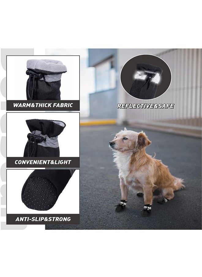 SYOSI Dog Boots, 4 Pcs Light Duty Water Resistant Dog Boots, Winter Dog Shoes with Reflective Straps Anti-Slip Sole Breathable Outdoor Dog Paw Protection  - Image 2