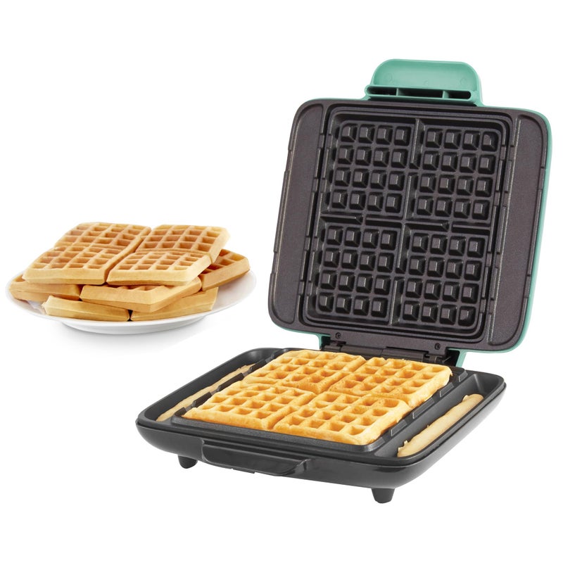 DASH No-Drip Waffle Maker: Waffle Iron 1200W + Waffle Maker Machine For Waffles, Hash Browns, or Any Breakfast, Lunch, & Snacks with Easy Clean, Non-Stick + Mess Free Sides - Aqua - Image 1