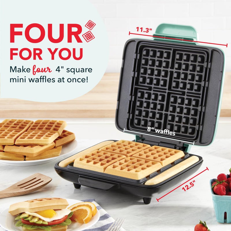 DASH No-Drip Waffle Maker: Waffle Iron 1200W + Waffle Maker Machine For Waffles, Hash Browns, or Any Breakfast, Lunch, & Snacks with Easy Clean, Non-Stick + Mess Free Sides - Aqua - Image 2