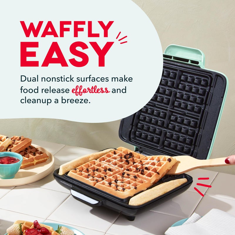 DASH No-Drip Waffle Maker: Waffle Iron 1200W + Waffle Maker Machine For Waffles, Hash Browns, or Any Breakfast, Lunch, & Snacks with Easy Clean, Non-Stick + Mess Free Sides - Aqua - Image 4