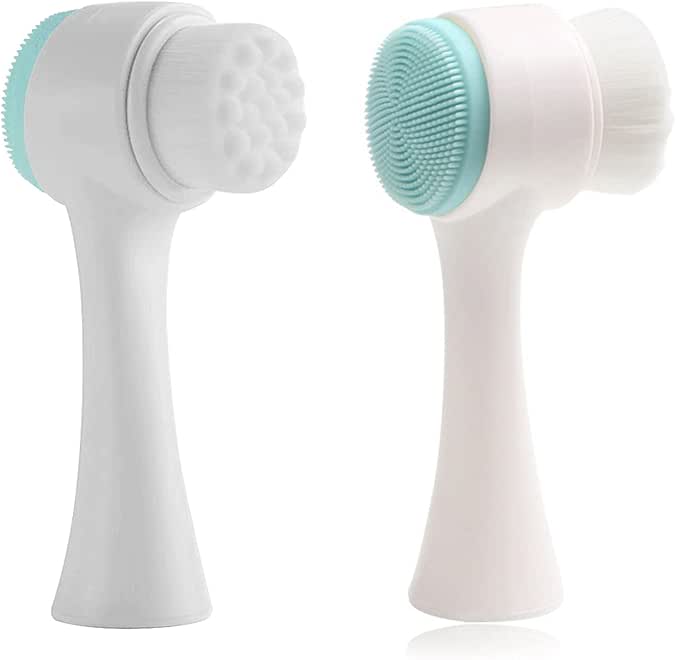 Silicone Face Cleansing Brush, 3D Face Cleansing Brush Manual Double Sides Facial Exfoliating Brush Deep Cleansing Scrubber For Anti-Acne Blackhead Removal Massage Pores Sensitive Delicate Oily Skin