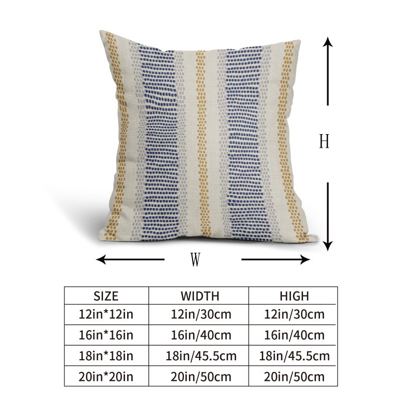 Aytipun Blue Yellow Pillow Covers 18x18 Set of 2 Gray Grey Dot Print Striped Decorative Throw Pillows Outdoor Boho Rustic Pillowcase Farmhouse Linen Cushion Case Decor for Home Sofa Couch Bed - Image 5