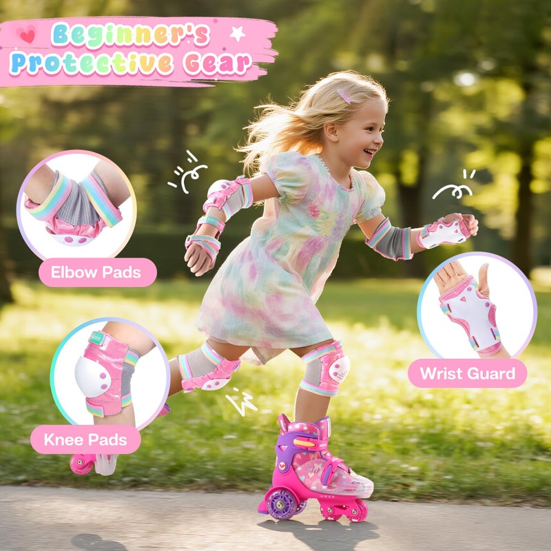 ZOOBLISS Knee Pads for Kids, ZOOBLISS Toddler Knee and Elbow Pads Set Wrist Guards for Skating Girls Aged 3-12, Kids Protective Gear for Roller Skates Skateboard Bike Scooter, Included Drawstring Bag (Pink) - Image 2