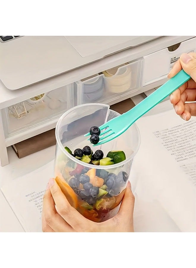 HOMESTAR 1pc, Salad Cup, Salad Shaker, Plastic Healthy Salad Container (with Fork), Salad Dressing Rack, Picnic Lunch Breakfast Salad Cup, Kitchen Supplies, Kitchen Gadgets, Back To School Supplies 1000ml - Image 4