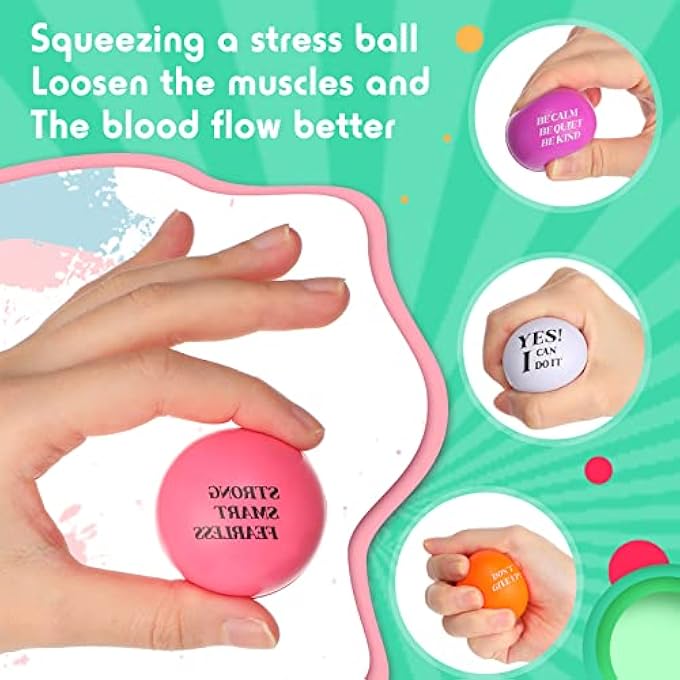 Kasyat 30 Pieces Stress Balls for Adults Bulk 1.5 Inch Motivational Stress Balls Colorful Foam Inspirational Quotes Relief Small Mental Health Toys Appreciation Gift for Motivating Encouraging - Image 5