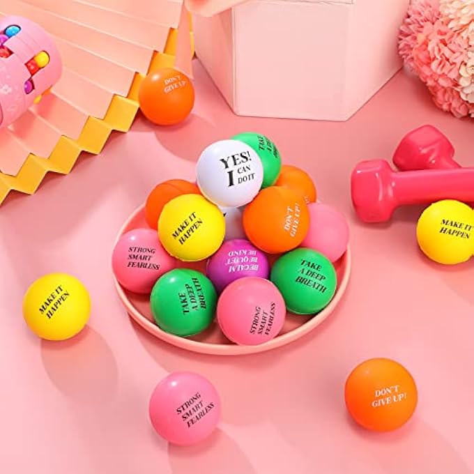 Kasyat 30 Pieces Stress Balls for Adults Bulk 1.5 Inch Motivational Stress Balls Colorful Foam Inspirational Quotes Relief Small Mental Health Toys Appreciation Gift for Motivating Encouraging - Image 4