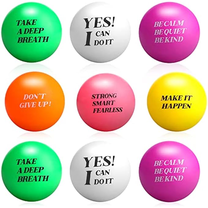 Kasyat 30 Pieces Stress Balls for Adults Bulk 1.5 Inch Motivational Stress Balls Colorful Foam Inspirational Quotes Relief Small Mental Health Toys Appreciation Gift for Motivating Encouraging - Image 1