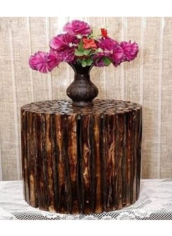 Design Accent Design Accent Handcrafted Wooden Stool Round 30 cm Height Natural Wood Finish for Plant Stand for Pots Stand and Home Decor  - Image 5