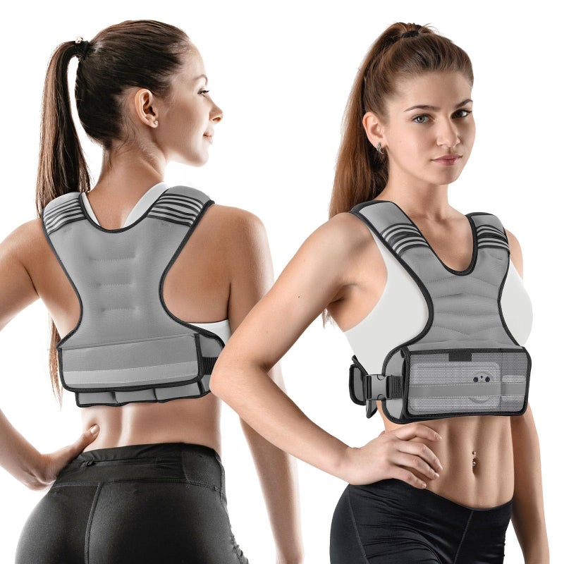 WIN4ALL Weighted Vest Woman Adjustable Weights For Walking, 6-12lb, Weighted Vest Woman with 6 Ironsand Weights, Weight Vest For Women/Men, Weight Vest For Walking, Strength Training, Running, Grey - Image 1