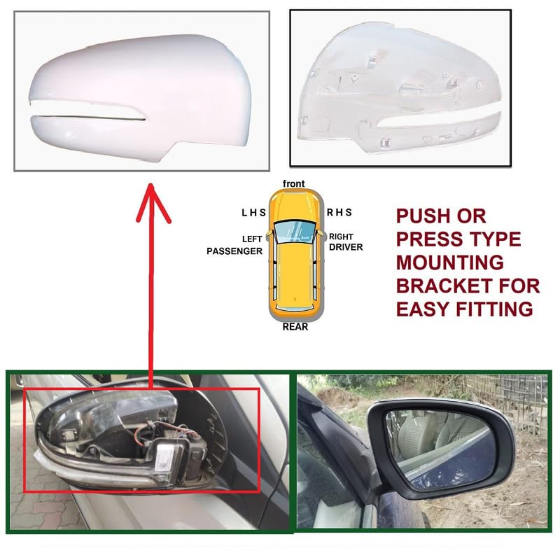 STYCARO Side view Mirror Cover/Cap (Indicator Cut Type) for Maruti Suzuki Ertiga 2ND GEN Type 2/ XL6 2018-2025 Year Model- White (RIGHT DRIVER SIDE) - Image 2