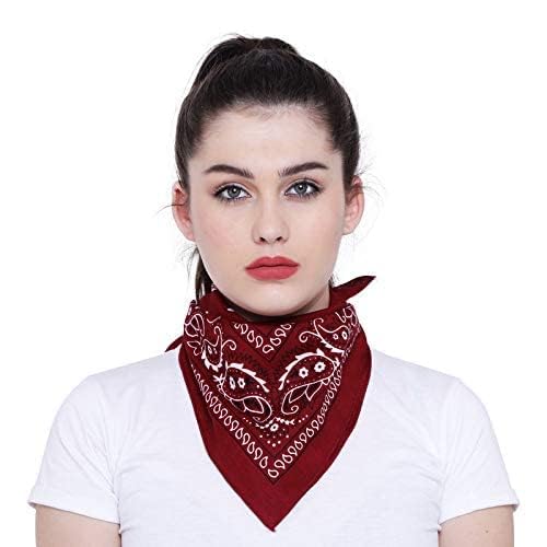 DIKHAWA Unisex Soft Breathable Cotton Paisley Printed Cowboy Bandanas,Headband,Scarf (BURGUNDY_50CM X 50CM_Pack of 1), Maroon - Image 5
