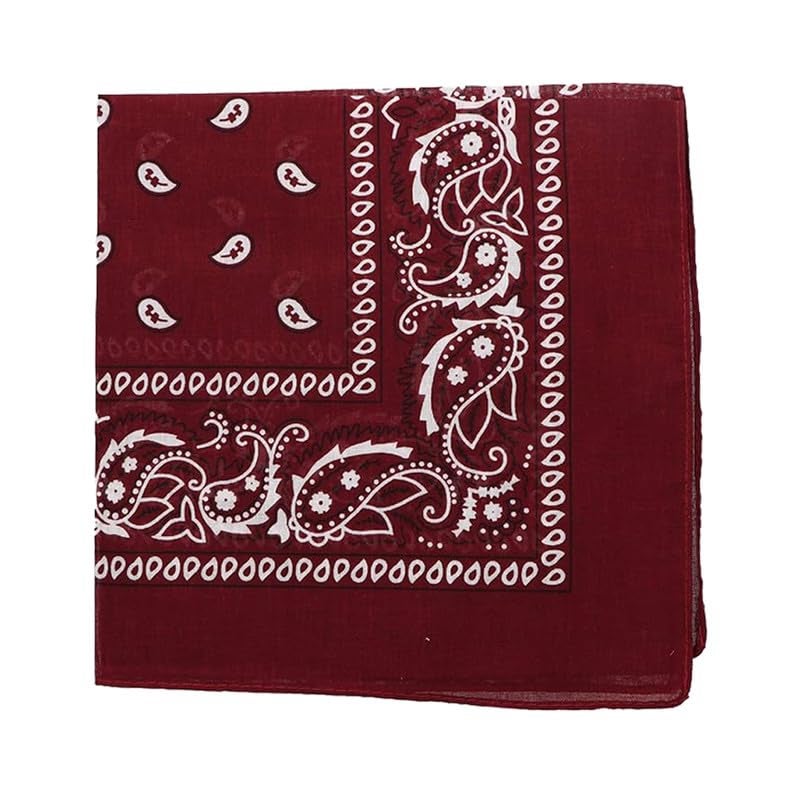 DIKHAWA Unisex Soft Breathable Cotton Paisley Printed Cowboy Bandanas,Headband,Scarf (BURGUNDY_50CM X 50CM_Pack of 1), Maroon - Image 1