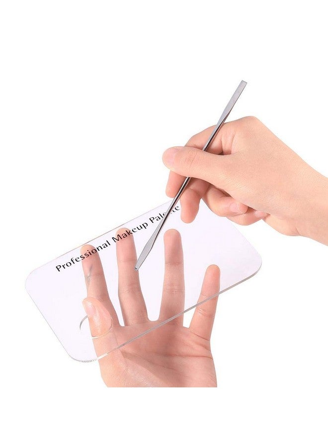 Rotekt Makeup Palette With Spatula, Rotekt Clear Acrylic Makeup Nail Art Cosmetic Mixing Palette & Stainless Spatula Tool Applicators Set,Nail Holder Display Cosmetic Makeup Palette Tray Accessories - Image 1