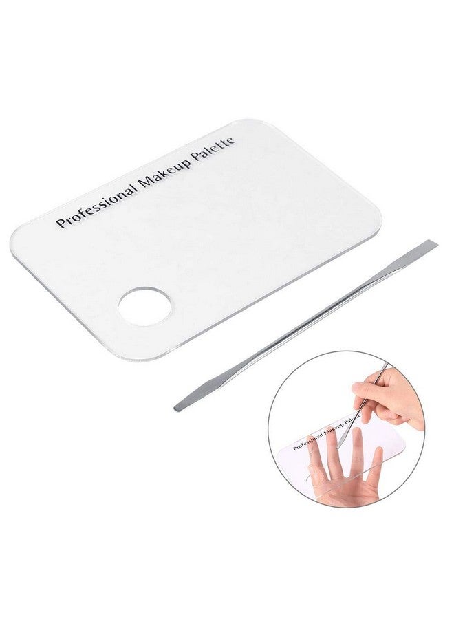Rotekt Makeup Palette With Spatula, Rotekt Clear Acrylic Makeup Nail Art Cosmetic Mixing Palette & Stainless Spatula Tool Applicators Set,Nail Holder Display Cosmetic Makeup Palette Tray Accessories - Image 3