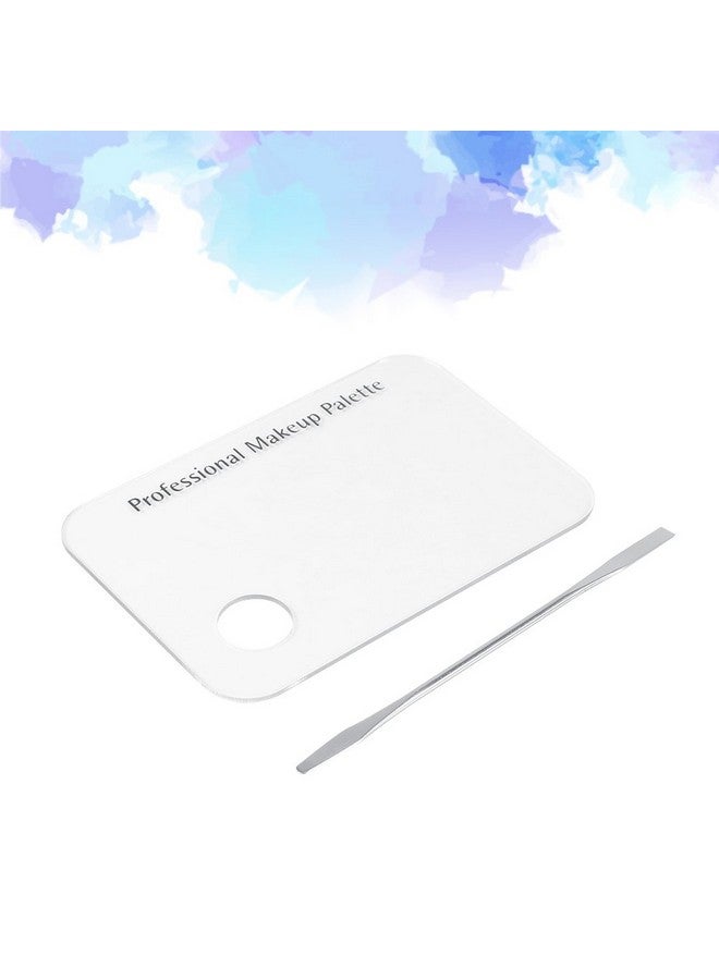 Rotekt Makeup Palette With Spatula, Rotekt Clear Acrylic Makeup Nail Art Cosmetic Mixing Palette & Stainless Spatula Tool Applicators Set,Nail Holder Display Cosmetic Makeup Palette Tray Accessories - Image 4