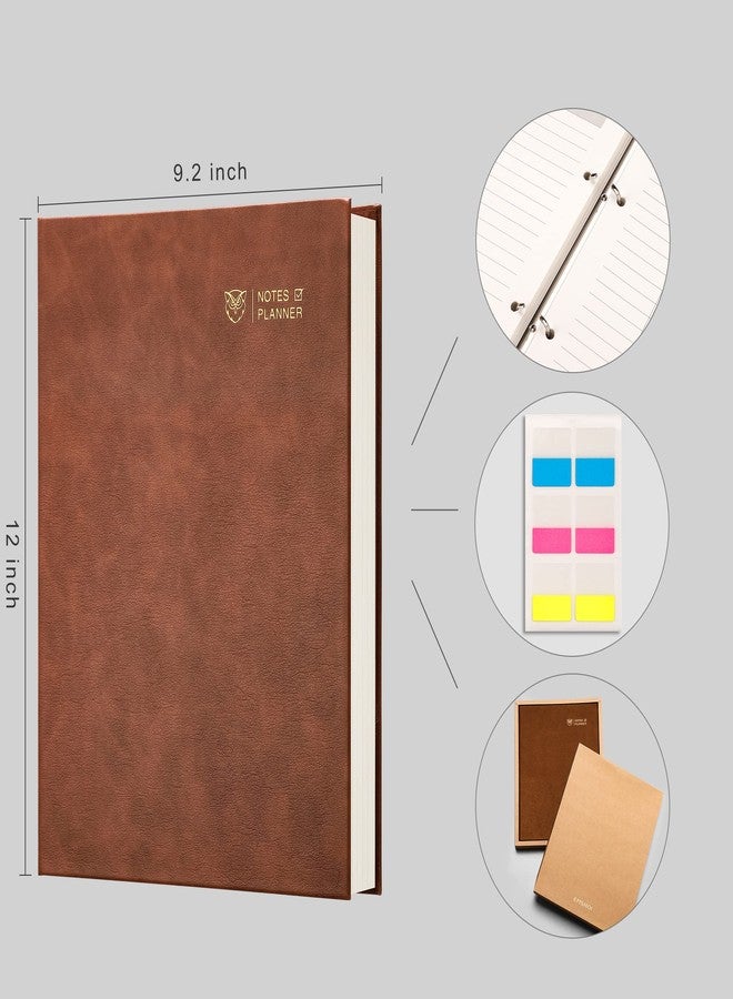 EMSHOI Undated Daily Planner - A4 Large To Do List Notebook Appointment Book for Productivity Time Management, with Hourly Planner Refills, Hardcover Binder Leather Journal - 240 Pages, 9.2x12 - Image 3