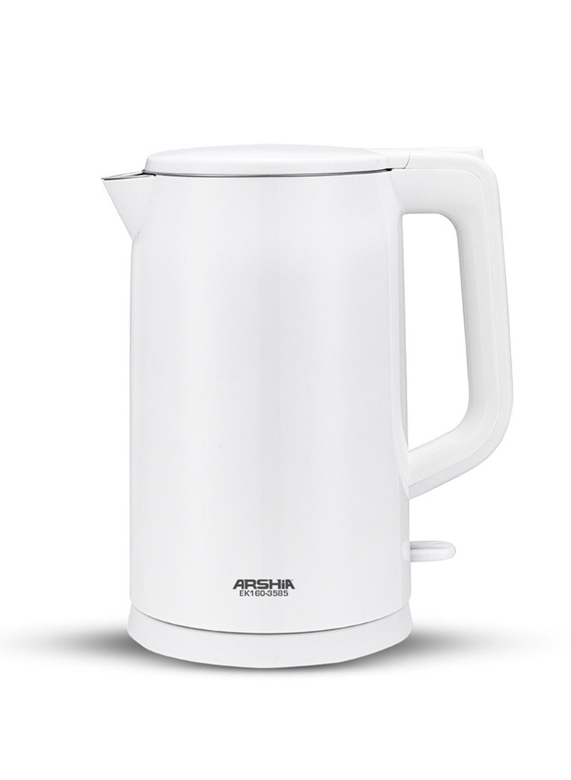 Arshia Electric Kettle – 1.7L Capacity – Double Stainless Steel – White - Image 1
