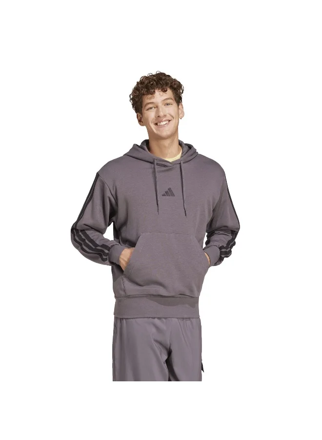 adidas سويت شيرت بغطاء رأس رجالي بثلاث خطوط من French Terry