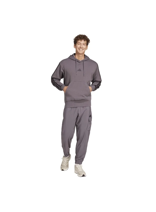 adidas سويت شيرت بغطاء رأس رجالي بثلاث خطوط من French Terry