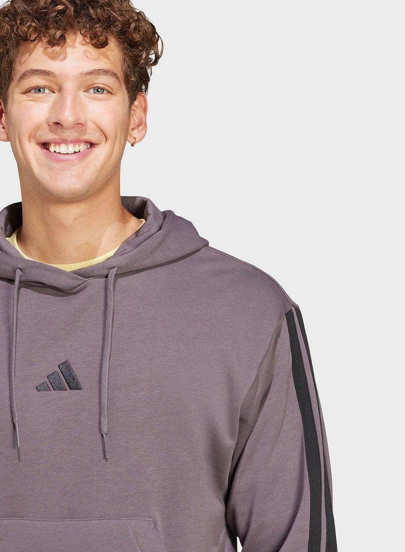 adidas سويت شيرت بغطاء رأس رجالي من نسيج التيري بثلاثة خطوط أساسية - Image 5