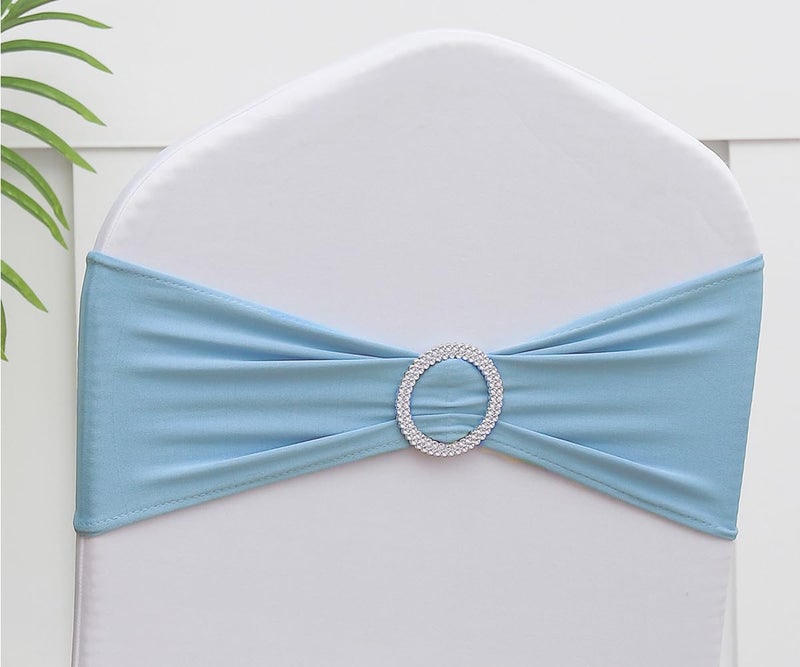 Gankar Baby Blue Chair Sashes 50 Pack  Baby Blue Chair Bows Sashes  Baby Blue Sashes for Chair Covers  Chair Sashes for Wedding  Light Blue Chair Sashes - Image 1