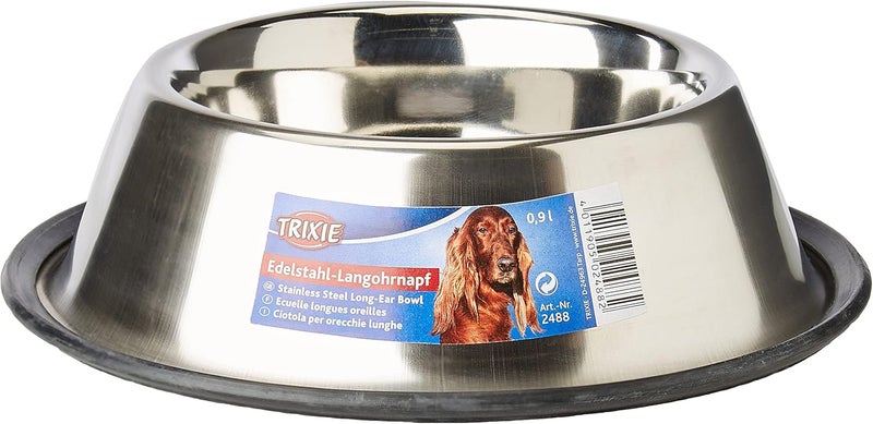 Trixie Stainless Steel Long-Ear Bowl - 900ML - Image 1