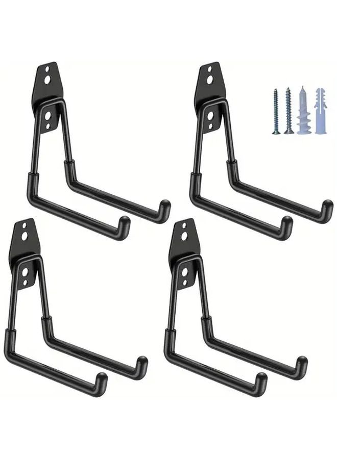 Black Medium U Shaped Heavy Duty Garage Hooks Wall Mounted Storage Tool Organizer - Image 1