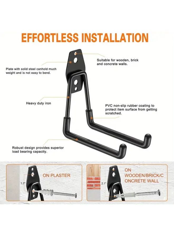 Black Medium U Shaped Heavy Duty Garage Hooks Wall Mounted Storage Tool Organizer - Image 5