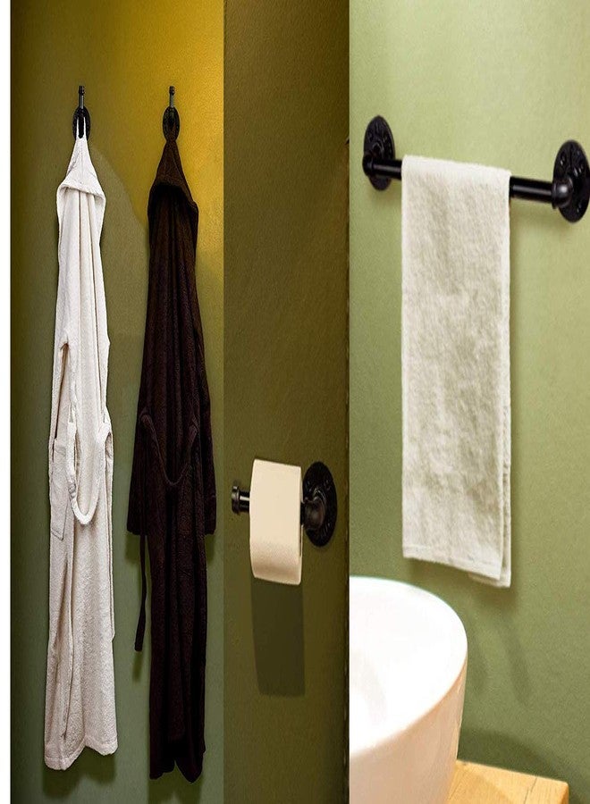 Diwhy Industrial Pipe Bathroom Hardware Fixture Set by Pipe Decor 3 Piece Kit Includes Robe Hook 18 Inch Towel Bar and Toilet Paper Holder Heavy Duty DIY Style Modern Chic Electroplated Black Finish - Image 3